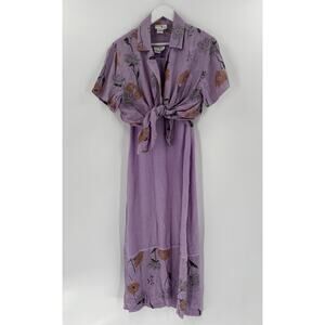 Victoria Moon Womens Dress Blouse Set Medium Purple Floral Maxi 90s Witchy Boho